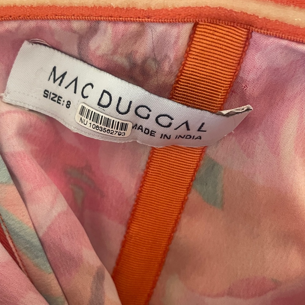 Mac Duggal Multi Color Strapless Floral Micro Ruffle Dress size 8 - Picture 14 of 17